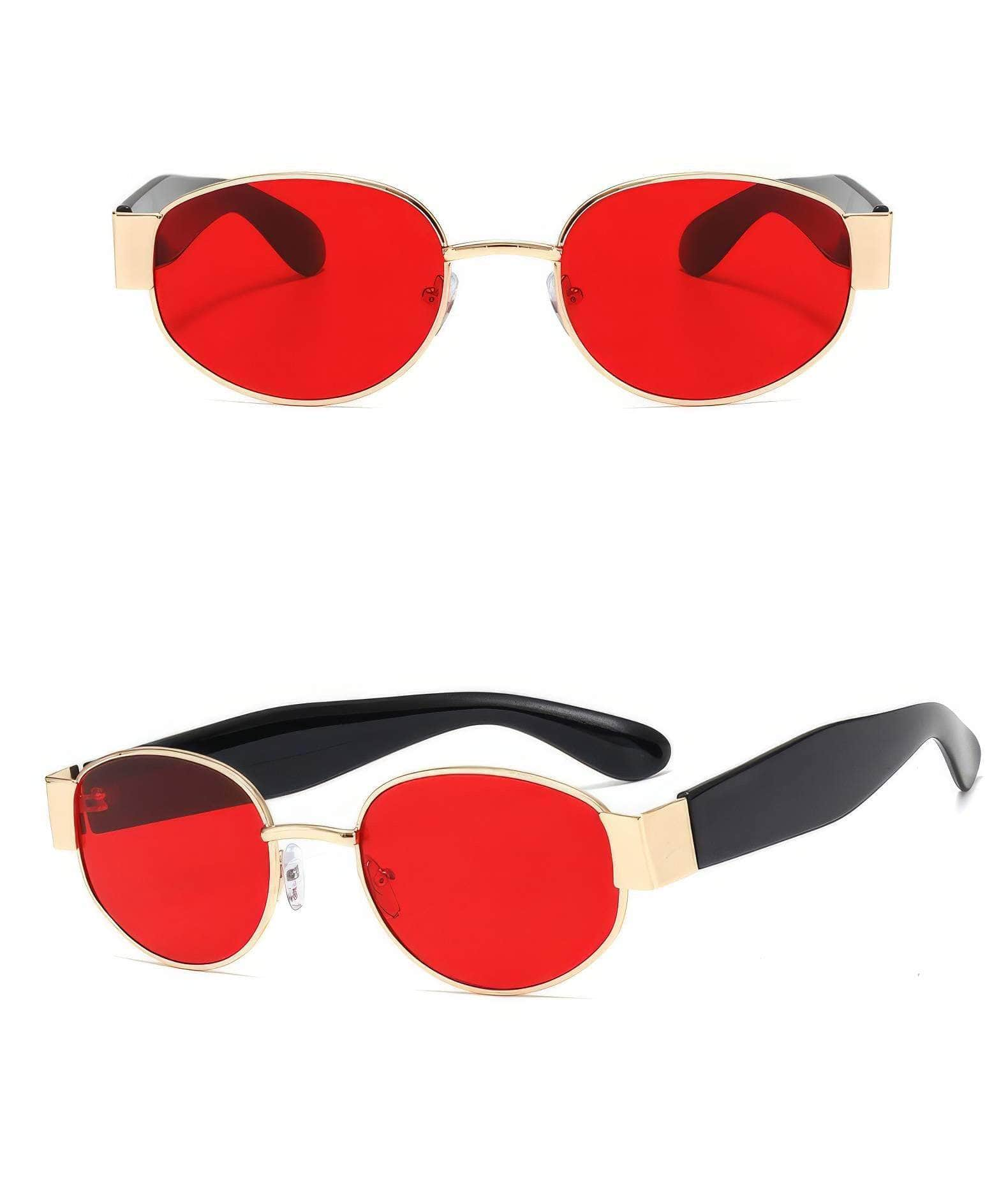 Sleek and Stylish Metal Oval Sunglasses