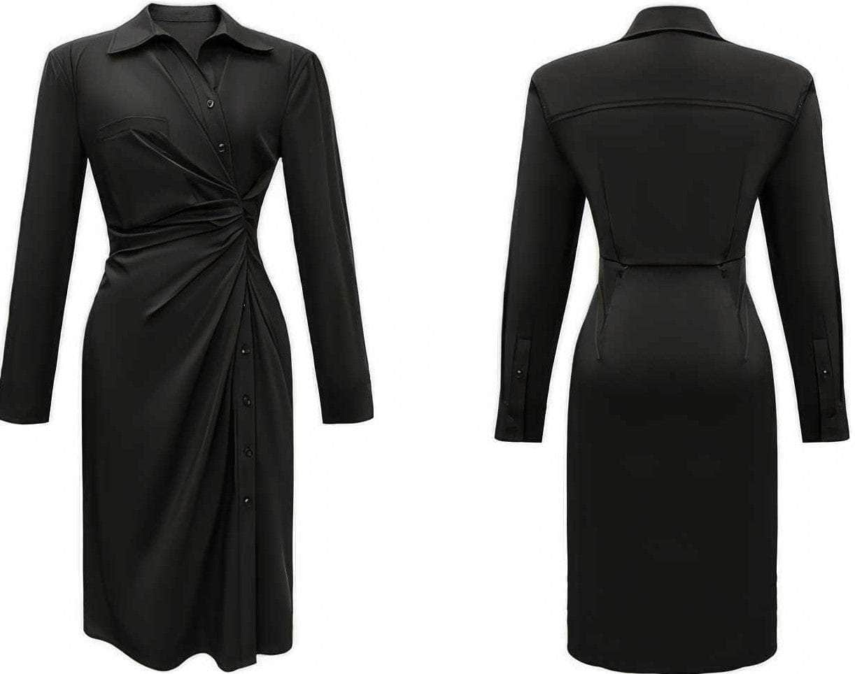 Slim Fit Buttoned Down High Slit Shirt Dress