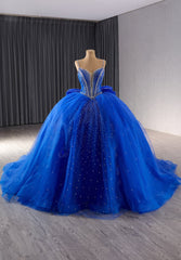 Spaghetti Straps Rhinestone Decor Tulle Ball Gown - J7K8L