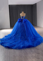 Spaghetti Straps Rhinestone Decor Tulle Ball Gown - J7K8L