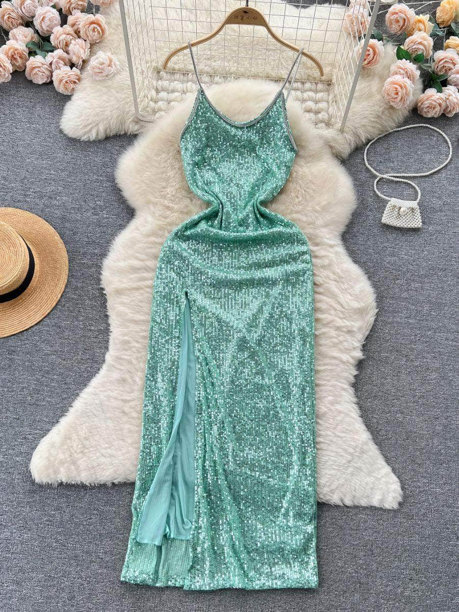 Spaghetti Straps Sequin Sparkling Cocktail Dress