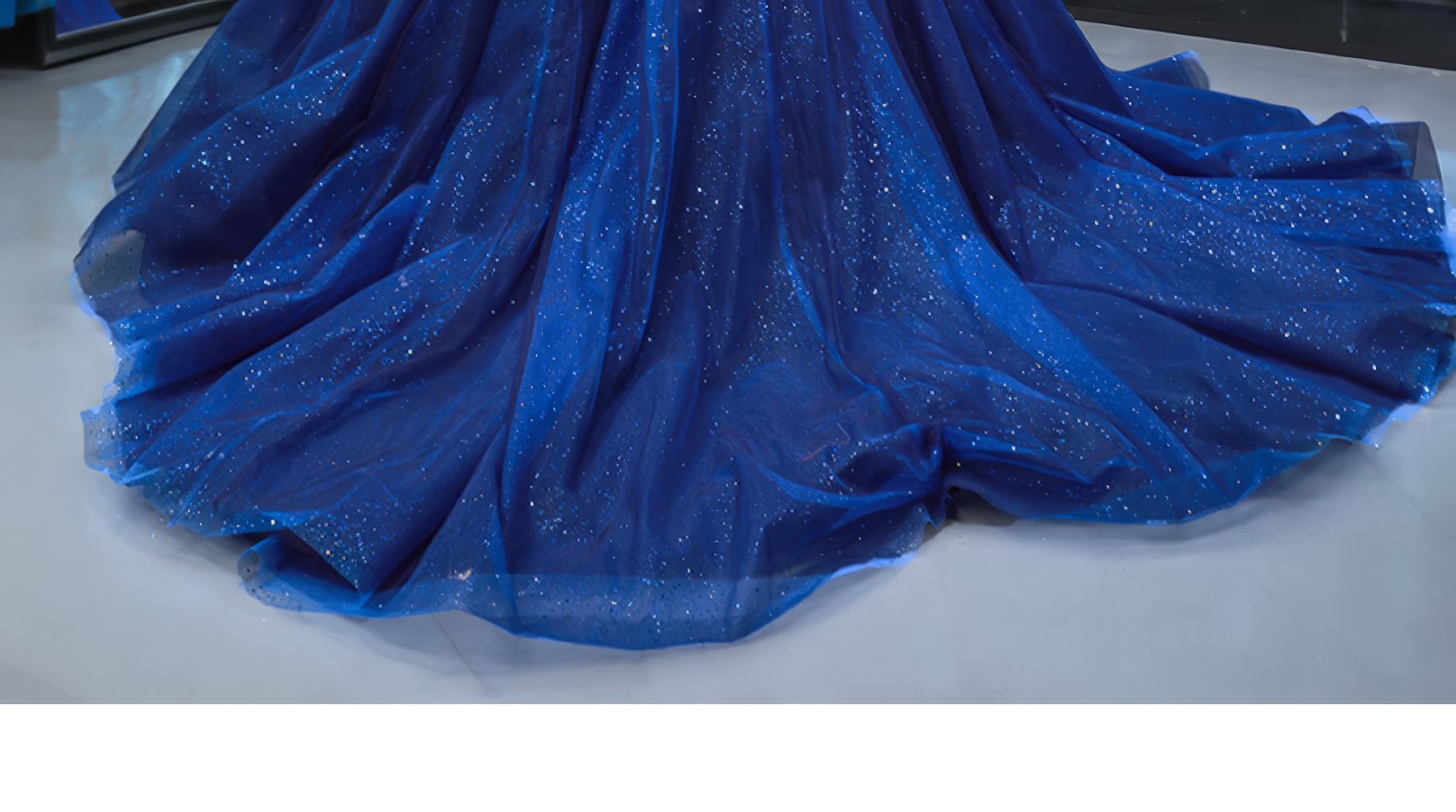 Strapless Sequined Bodice Navy Blue Quinceanera Dress - L4Y3B