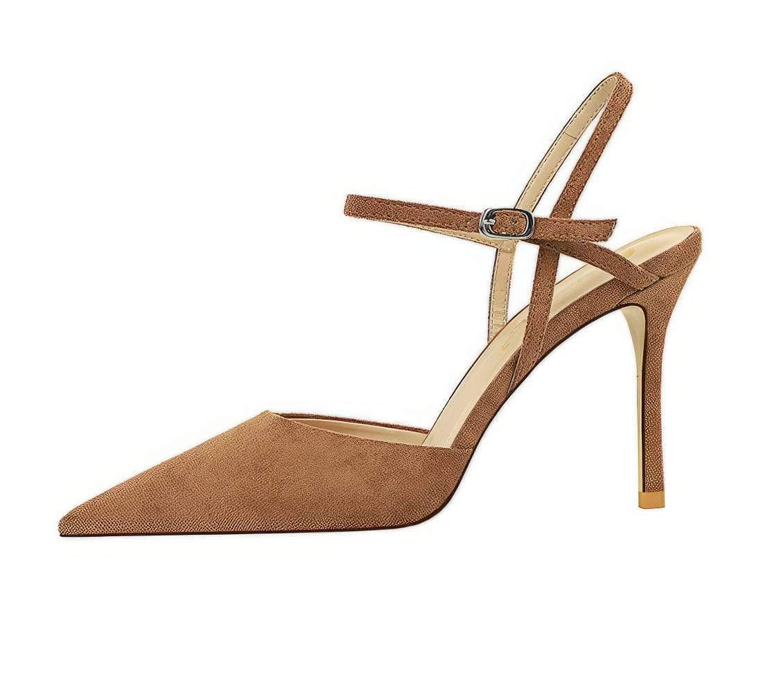 Suede Buckle Strap Closure High Heels