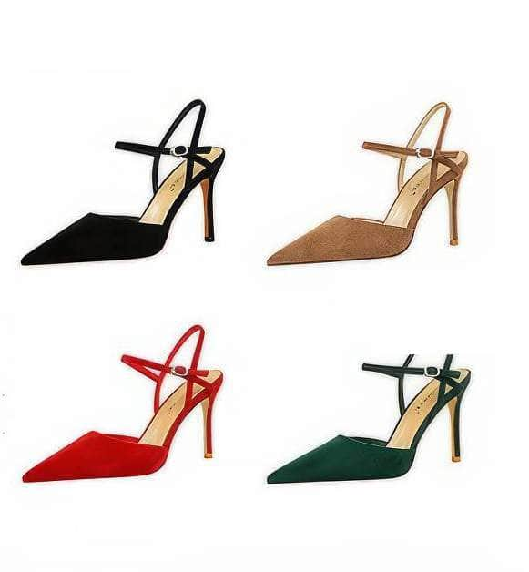 Suede Buckle Strap Closure High Heels