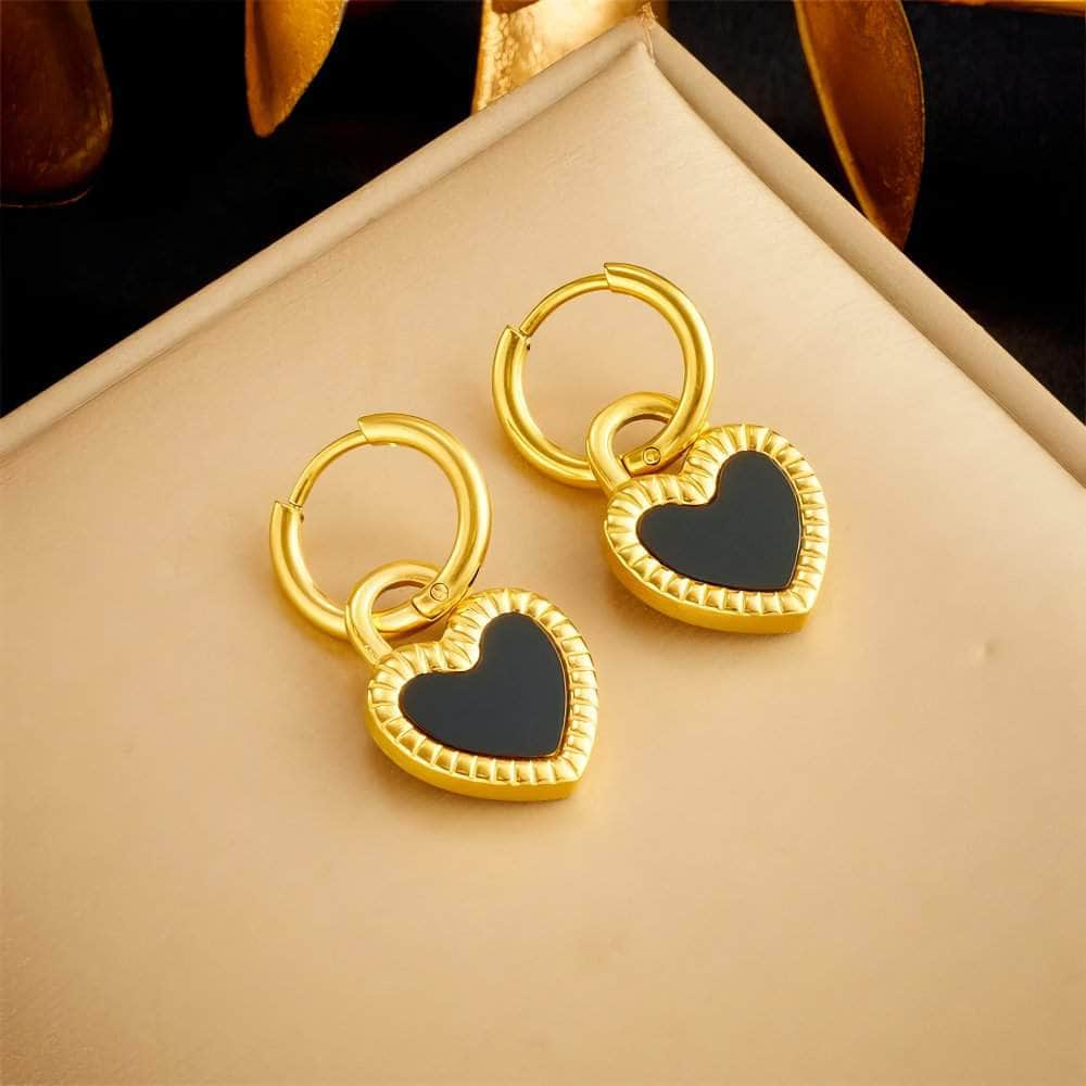 Two-sided Heart Necklace Earrings Set