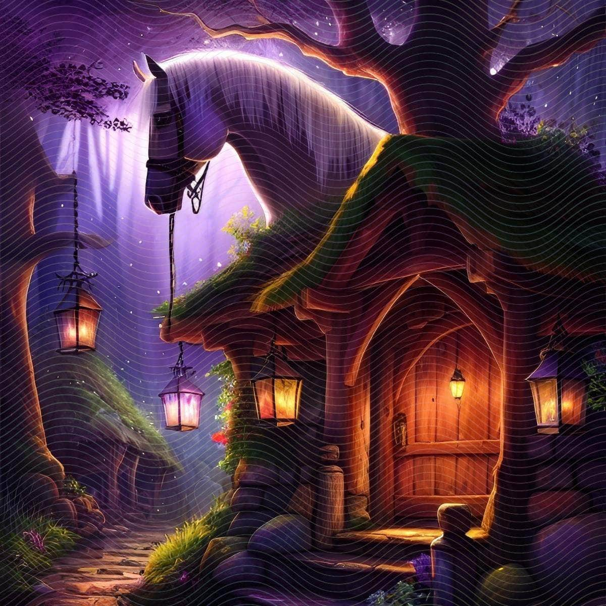 A Magical Horse in a Fantasy Tree House