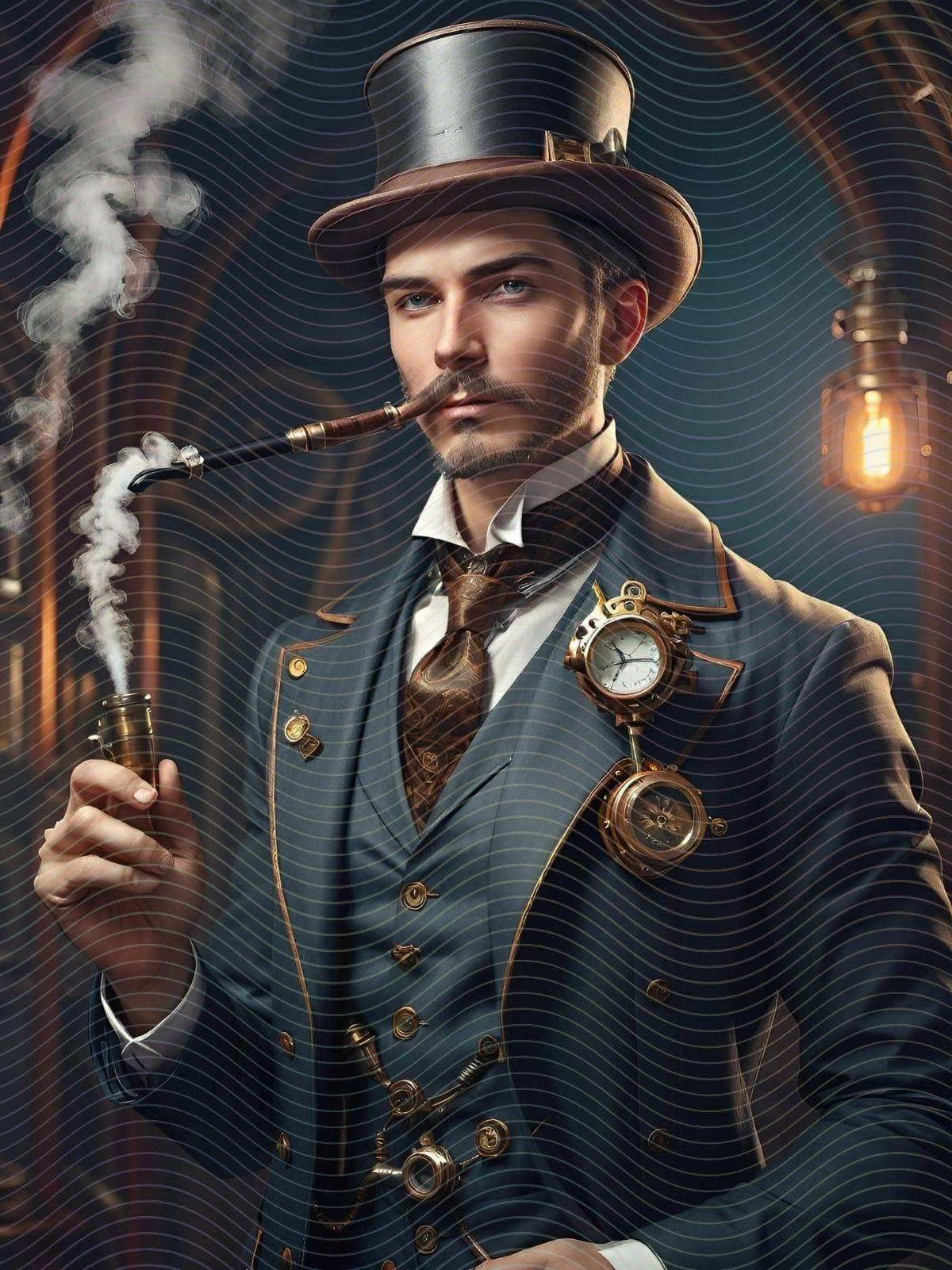 A Man in Suit Holding A Pipe