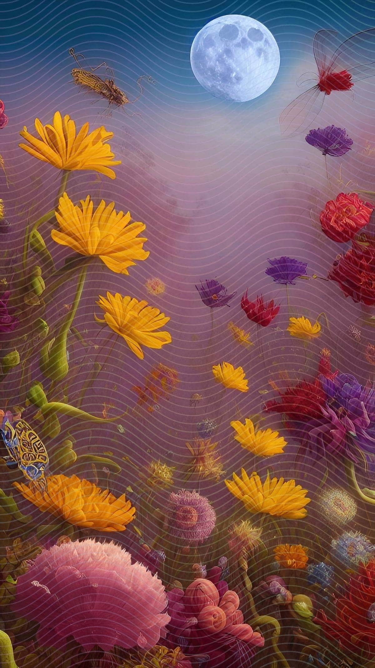 A Painting of a Field of Flowers
