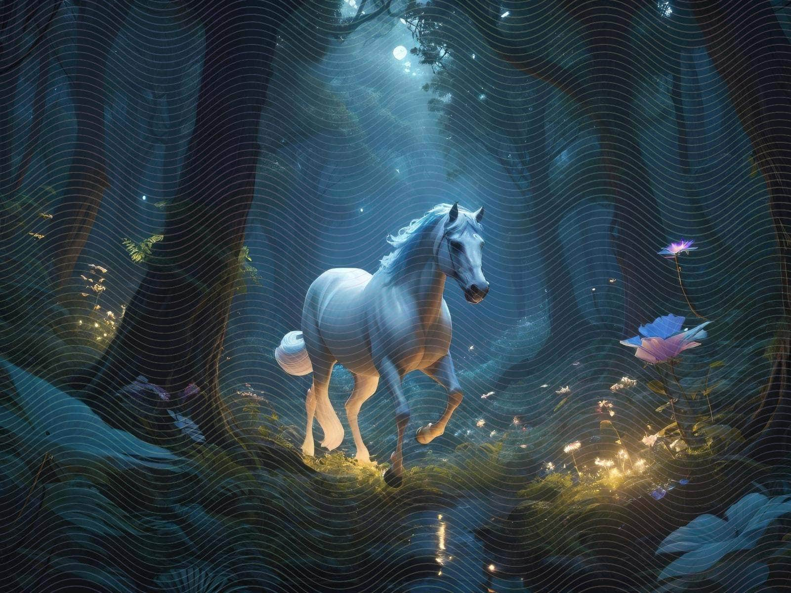 A Stallion in a Magical Forest