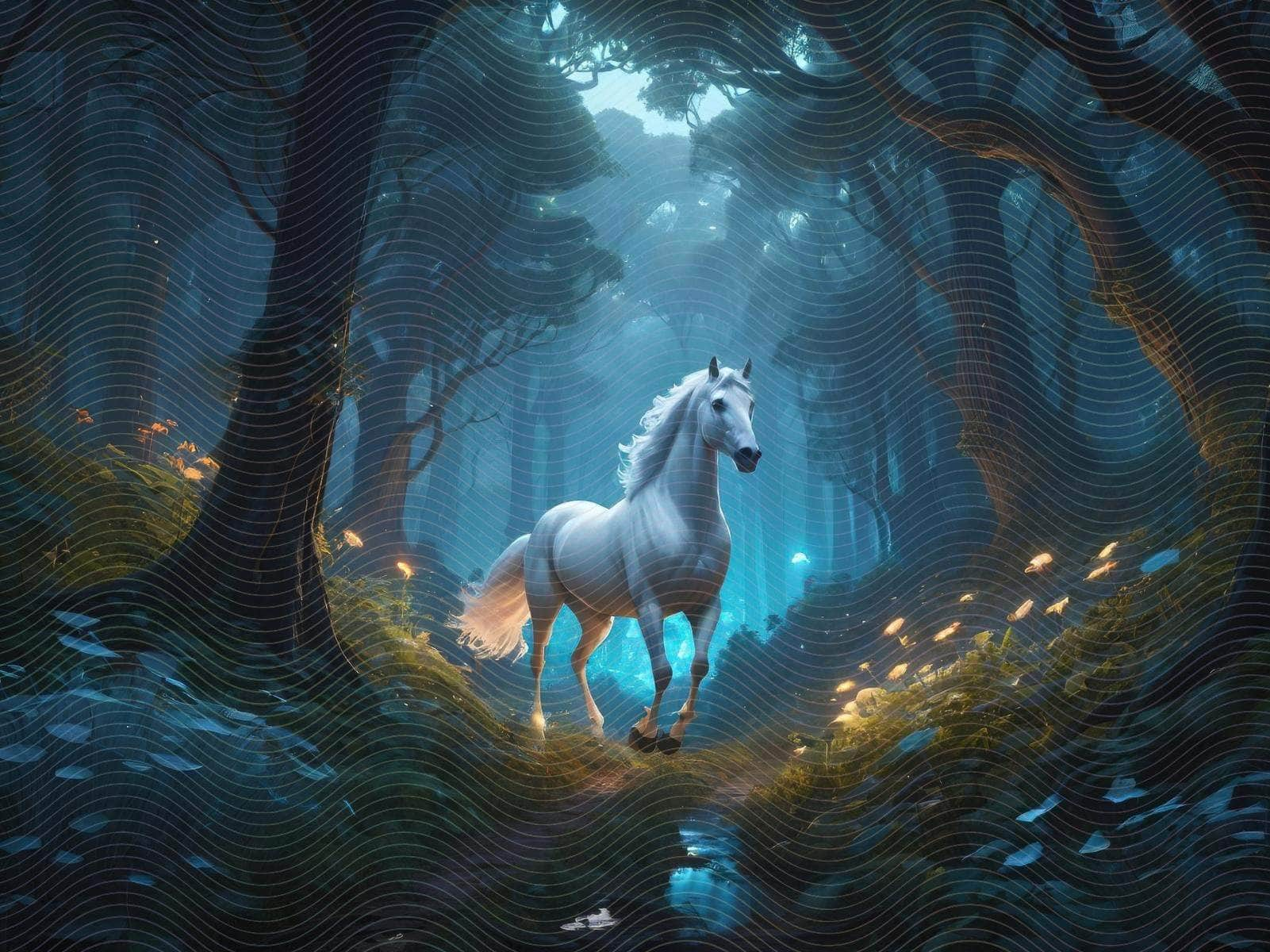 A Stallion in a Magical Forest