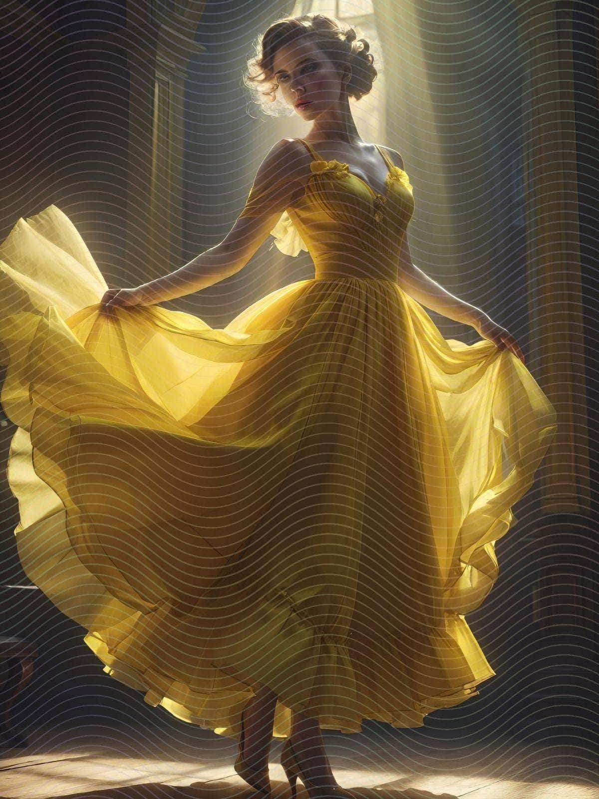 A Stunning Woman in Yellow Light Posing