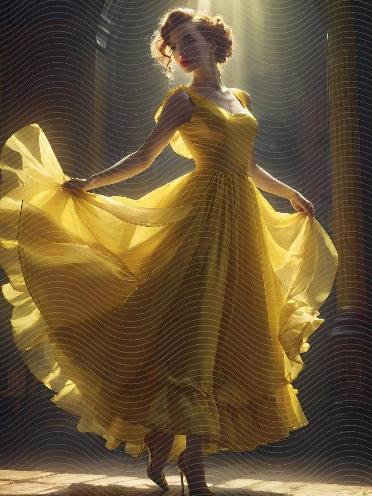 A Stunning Woman in Yellow Light Posing