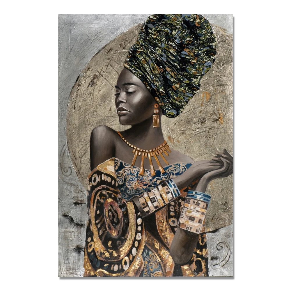 Abstract African Women Canvas Painting: Figure Portrait Posters for Living Room Decor - Frameless Art CJ134 / 20x25cm No Frame