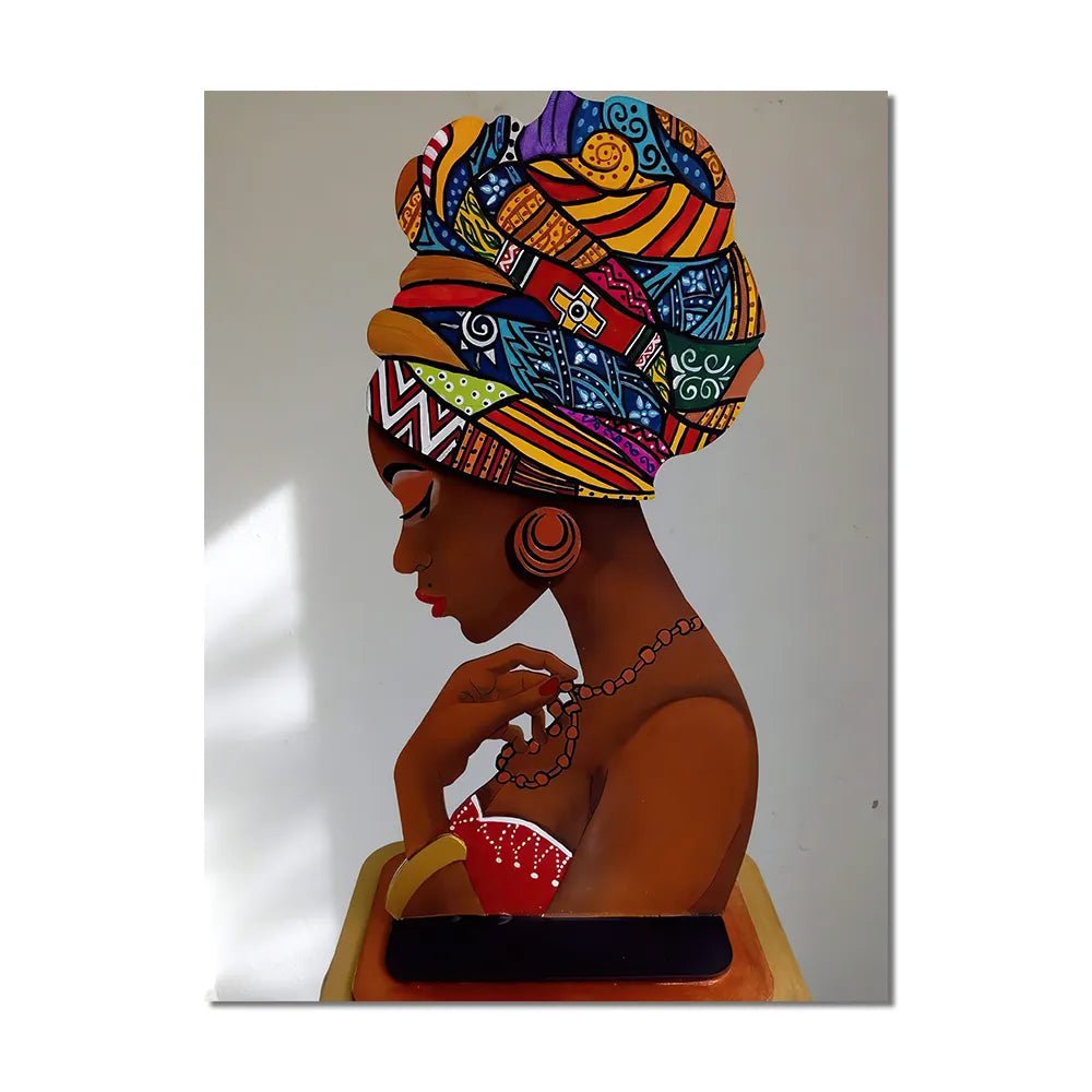 Abstract African Women Canvas Painting: Figure Portrait Posters for Living Room Decor - Frameless Art JX19060 / 20x25cm No Frame