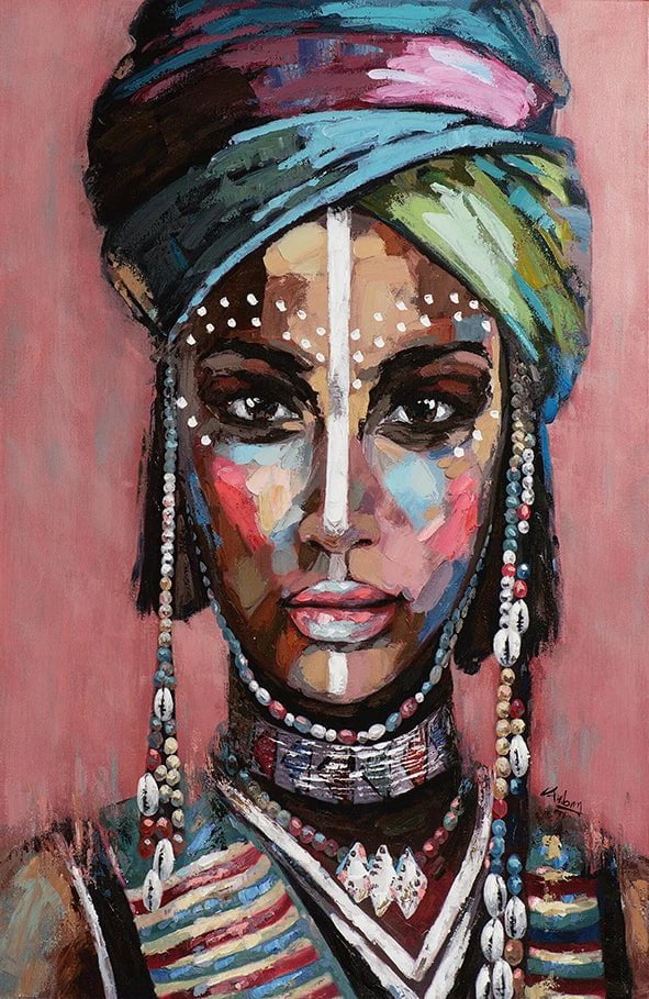 Abstract African Women Canvas Painting: Figure Portrait Posters for Living Room Decor - Frameless Art PC 20299 / 20x25cm No Frame