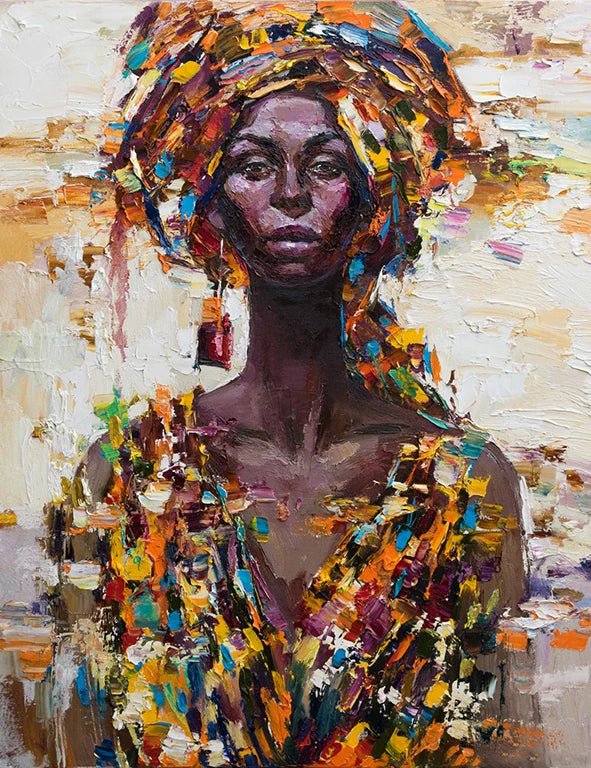Abstract African Women Canvas Painting: Figure Portrait Posters for Living Room Decor - Frameless Art PC 20301 / 20x25cm No Frame