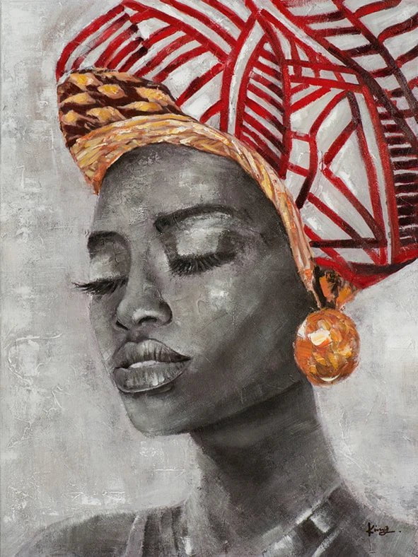 Abstract African Women Canvas Painting: Figure Portrait Posters for Living Room Decor - Frameless Art PC 20305 / 20x25cm No Frame