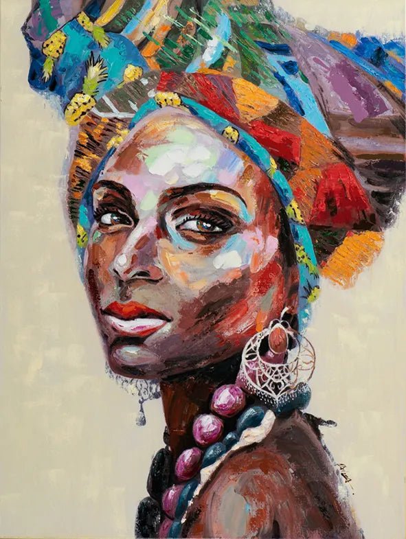 Abstract African Women Canvas Painting: Figure Portrait Posters for Living Room Decor - Frameless Art PC 20306 / 20x25cm No Frame