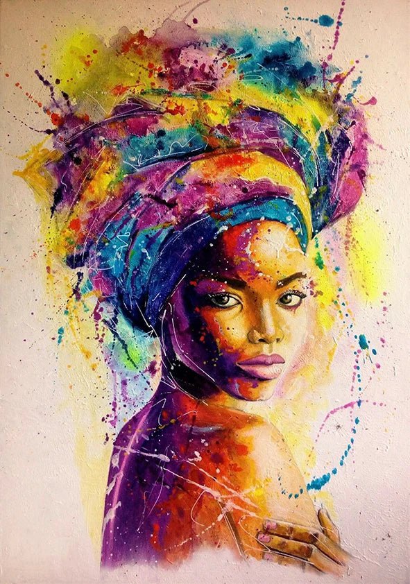 Abstract African Women Canvas Painting: Figure Portrait Posters for Living Room Decor - Frameless Art PC 20484 / 20x25cm No Frame