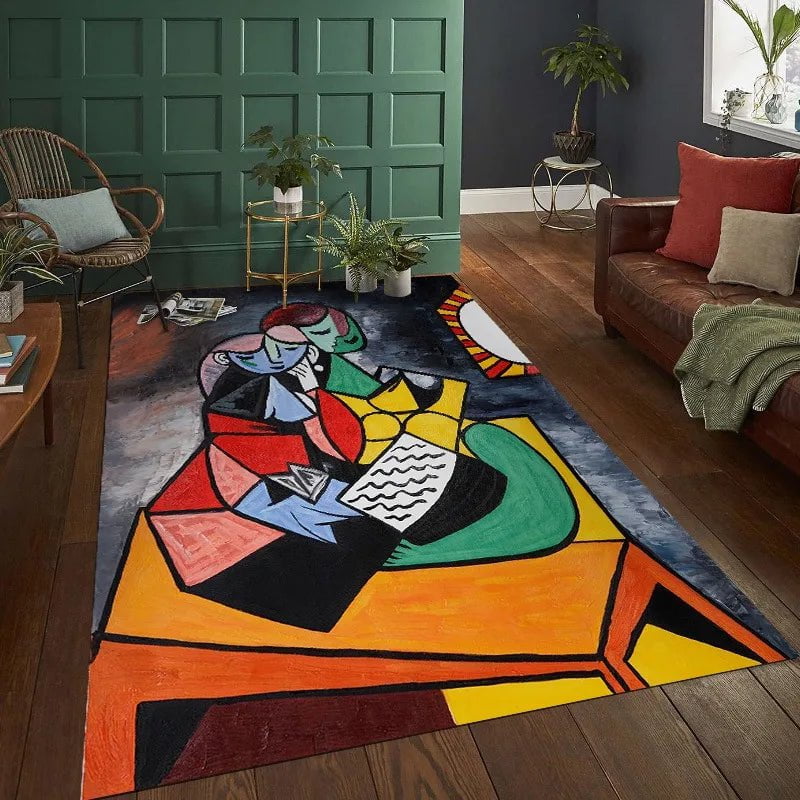 Abstract Painting Living Room Carpet - Foldable, Machine Washable, Coffee Table Plush Mat, Bedroom Fluffy Rug Ковер Tapis