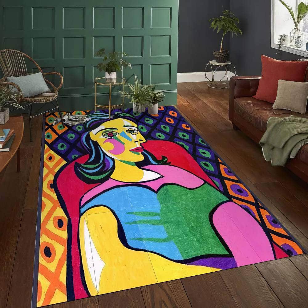 Abstract Painting Living Room Carpet - Foldable, Machine Washable, Coffee Table Plush Mat, Bedroom Fluffy Rug Ковер Tapis