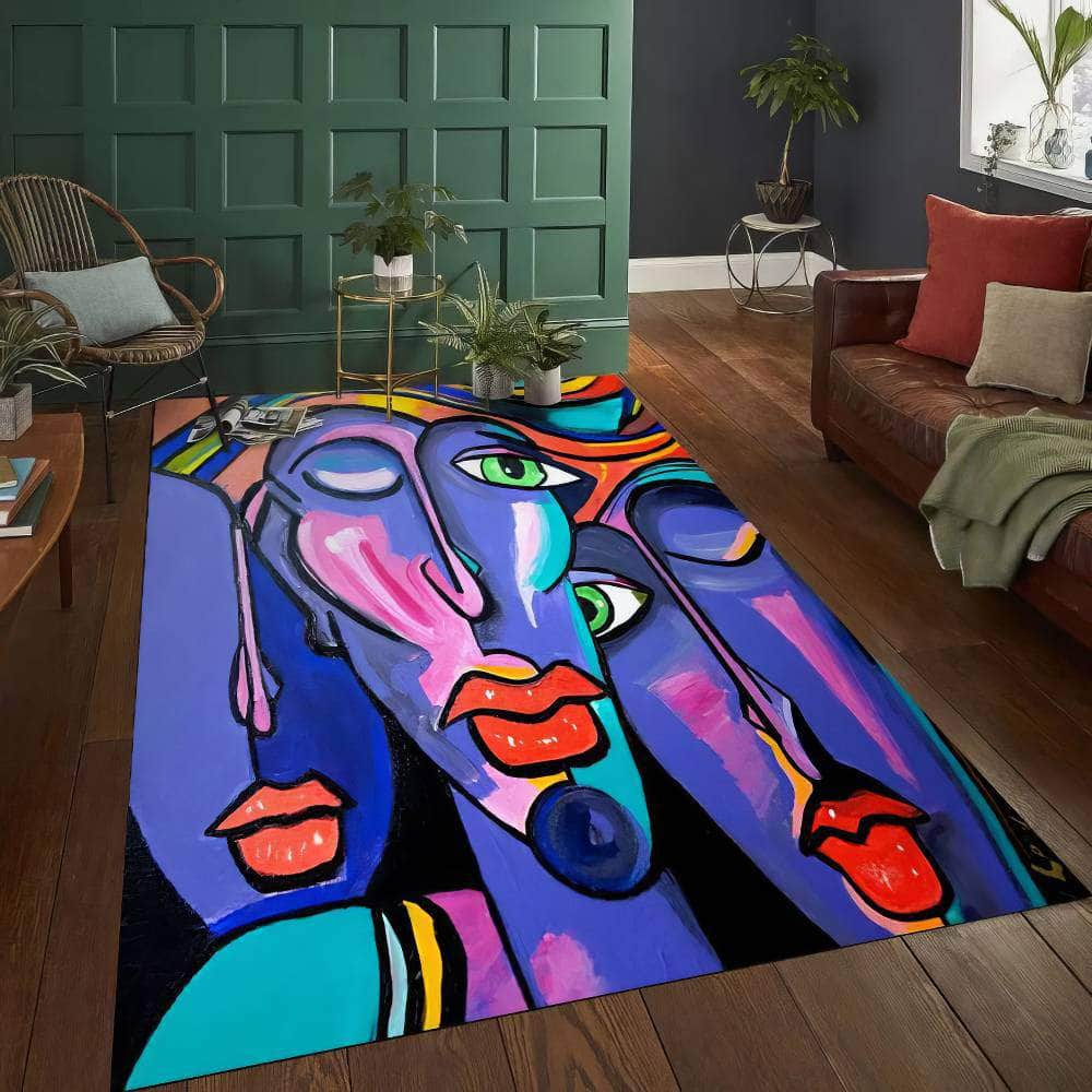 Abstract Painting Living Room Carpet - Foldable, Machine Washable, Coffee Table Plush Mat, Bedroom Fluffy Rug Ковер Tapis