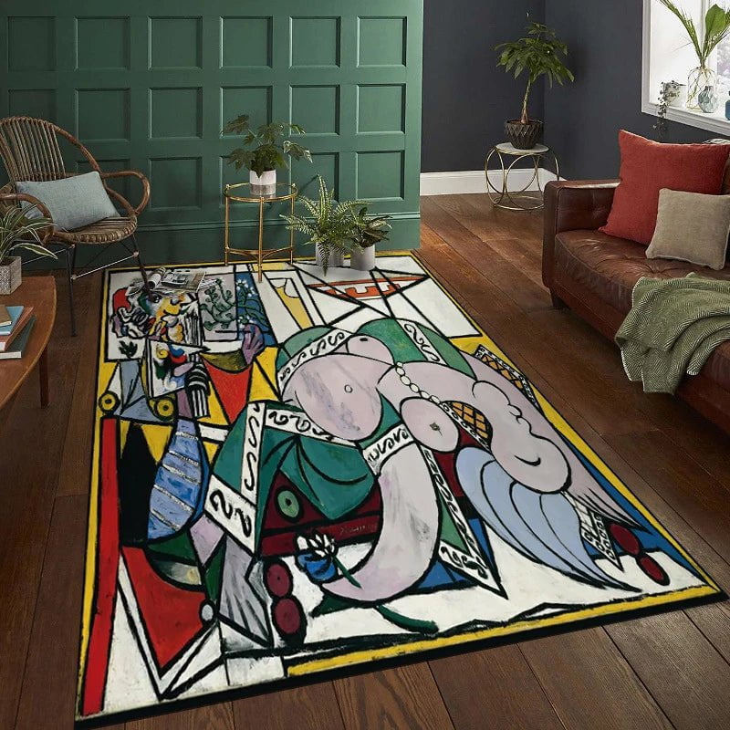 Abstract Painting Living Room Carpet - Foldable, Machine Washable, Coffee Table Plush Mat, Bedroom Fluffy Rug Ковер Tapis YO422-YZ / 50x80cm
