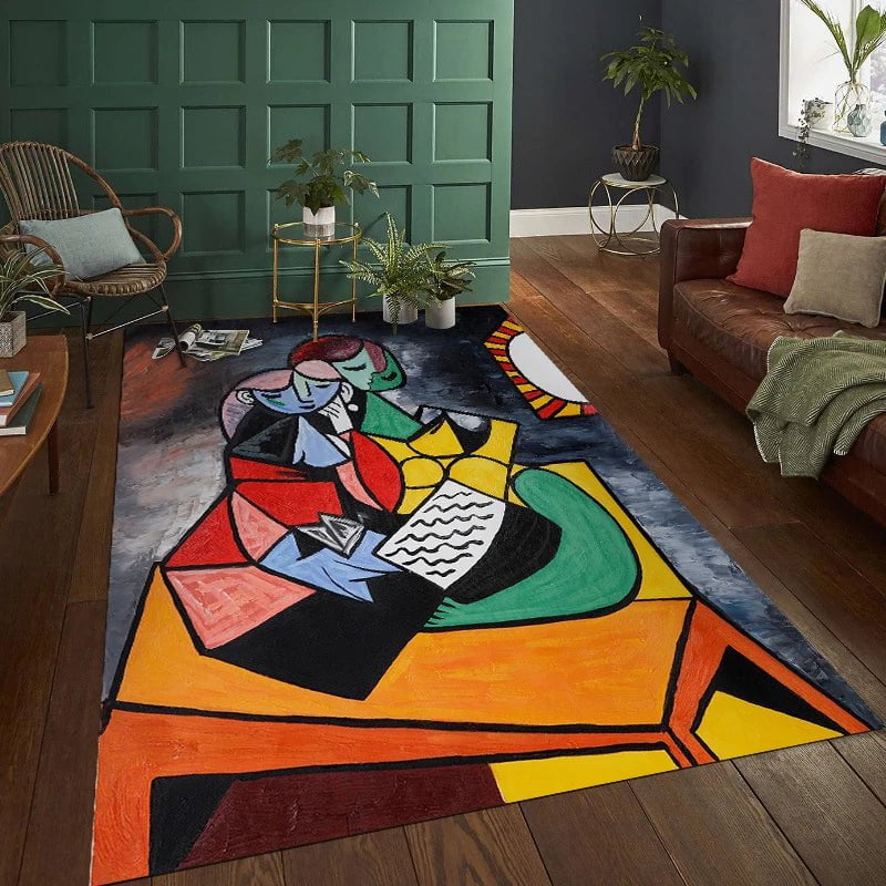 Abstract Painting Living Room Carpet - Foldable, Machine Washable, Coffee Table Plush Mat, Bedroom Fluffy Rug Ковер Tapis YO425-YZ / 50x80cm