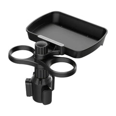 Adjustable Dual Cup Holder Expander - 360° Rotating, Multifunctional Car Seat Cup Holder with Snack Tray, Drink Holder