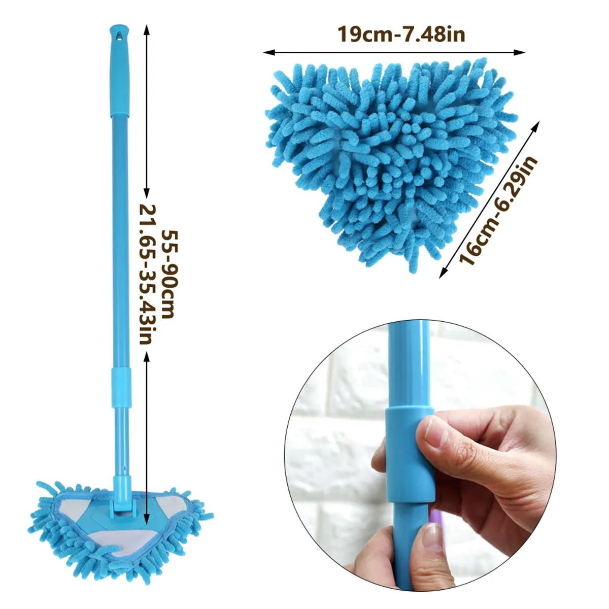 Adjustable Handle Cleaning Mop - Soft Chenille Broom for Washing, Window Wash, Dust Remover, Wax Brush