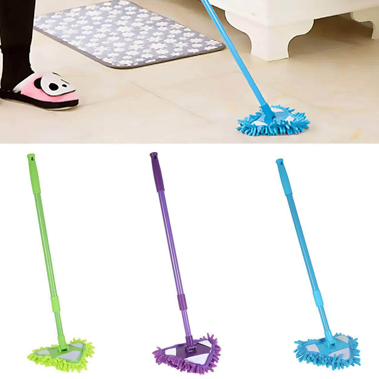 Adjustable Handle Cleaning Mop - Soft Chenille Broom for Washing, Window Wash, Dust Remover, Wax Brush