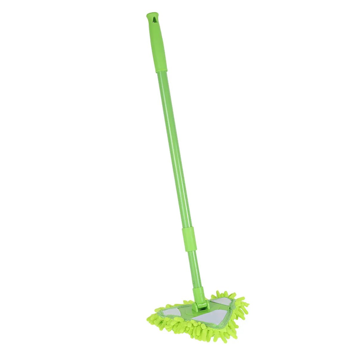 Adjustable Handle Cleaning Mop - Soft Chenille Broom for Washing, Window Wash, Dust Remover, Wax Brush green