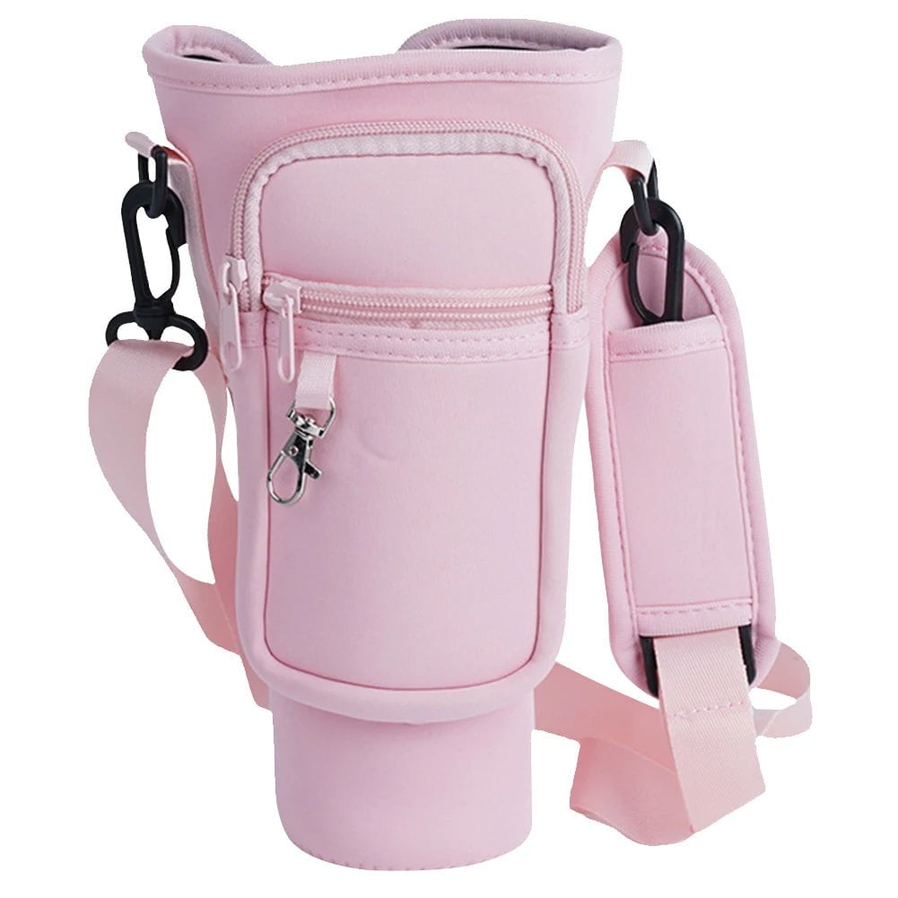 Adjustable Shoulder Strap Carrier Bag for 40 Oz Stanley Quencher Cup Pink