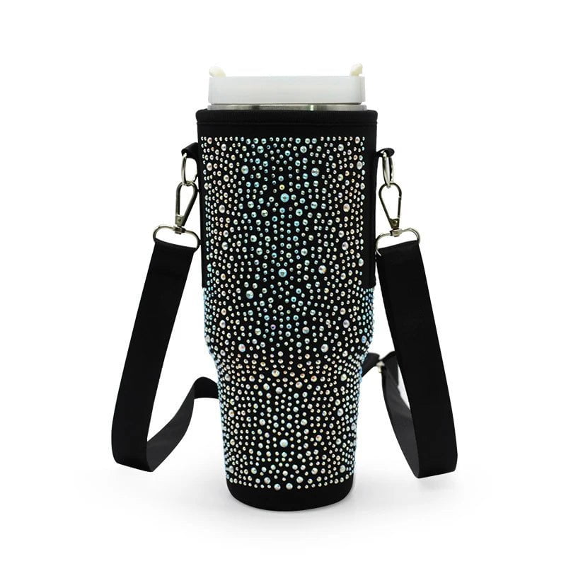 Adjustable Shoulder Strap Water Bottle Holder Bag for 40oz Tumbler Black