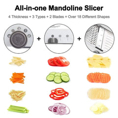 Adjustable Slicer: Stainless Steel Vegetable Grater, Onion Potato Cutter WHITE