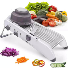 Adjustable Slicer: Stainless Steel Vegetable Grater, Onion Potato Cutter WHITE