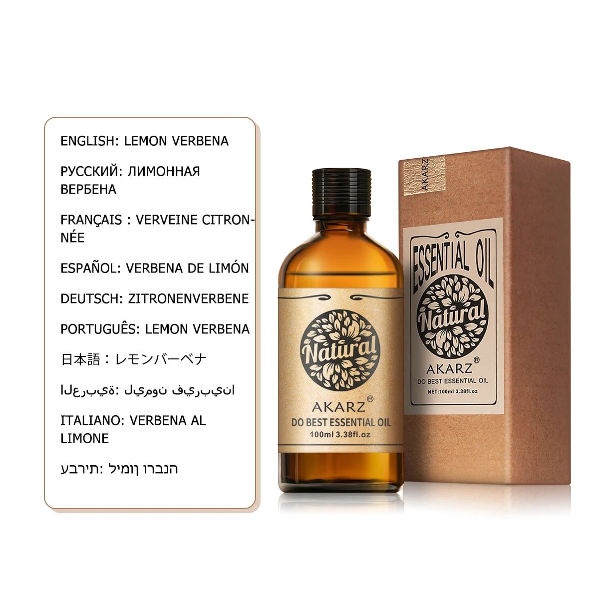 AKARZ™ Frangipani Essential Oil: Natural Aromatherapy for Relaxation, Releasing Senses, Preventing Dry Skin Lemon Verbena / 30ml / United States