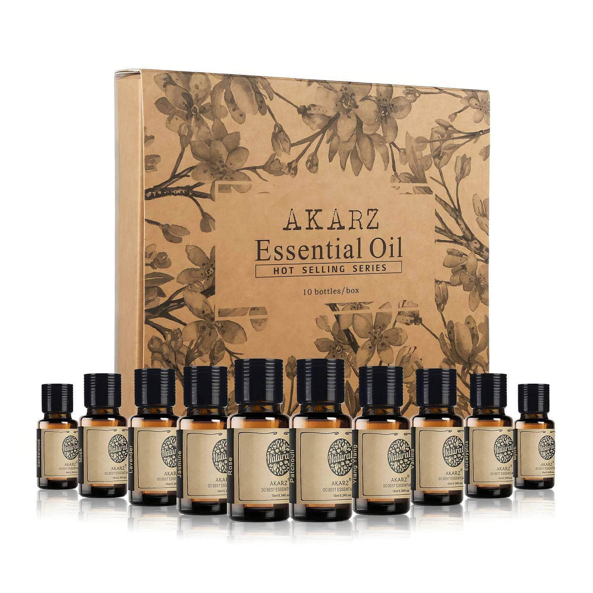 AKARZ™Hots 10 Sets: Sandalwood, Musk, Lavender, Jasmine, Rose, Patchouli, Ylang Ylang, Vanilla, Eucalyptus, Myrrh Essential Oil_ 100ml / CHINA