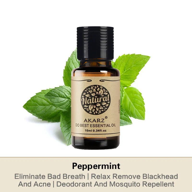 AKARZ™ Peppermint Essential Oil: Moistens Throat, Removes Halitosis, Relieves Itching, Promotes Relaxation and Sleep