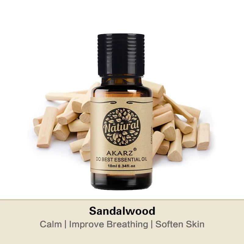 AKARZ™ Sandalwood Essential Oil: Natural Aromatherapy for Sore Throats, Bronchitis Improvement, Urinary and Sexual Function