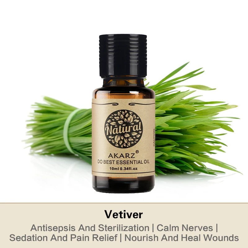 AKARZ™ Vetiver Essential Oil: Natural Skin Calm, Wound Healing, Oil Control, Antibiosis Balance