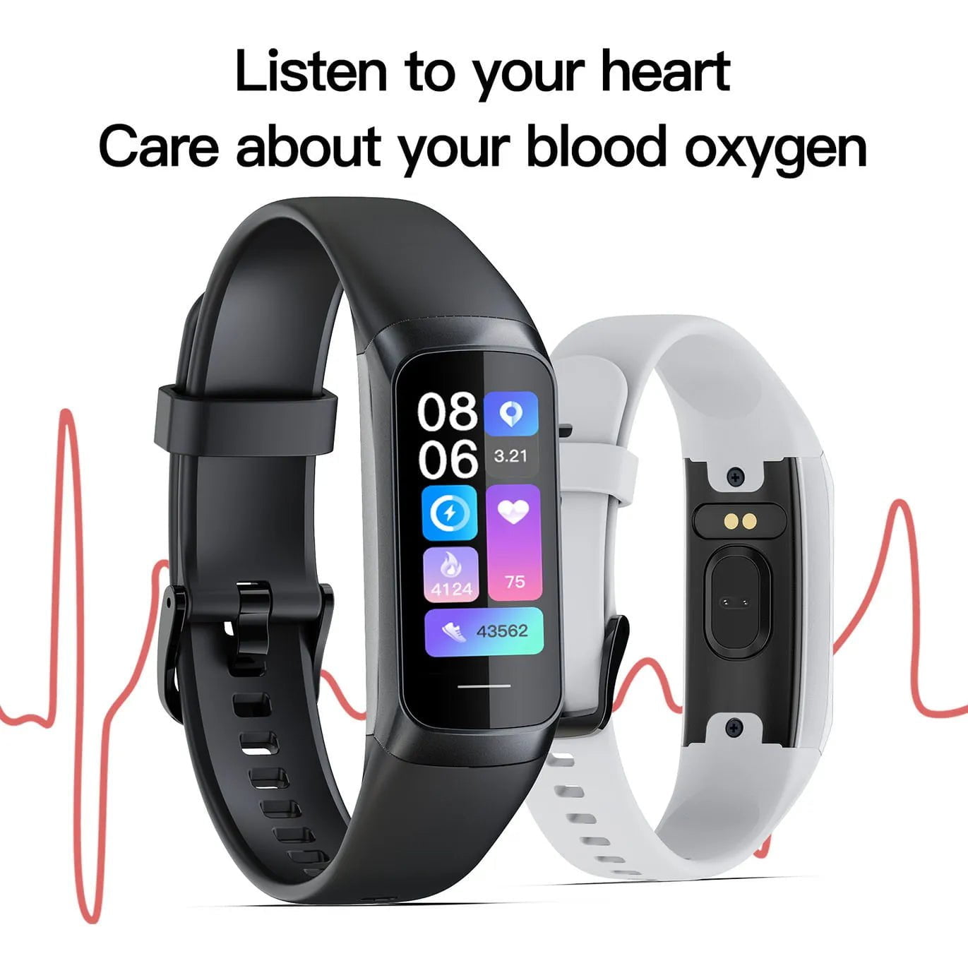 Amoled Smart Watch: Heart Rate, Blood Waterproof, Connected Smart Bracelet, Sport Fitness Tracker