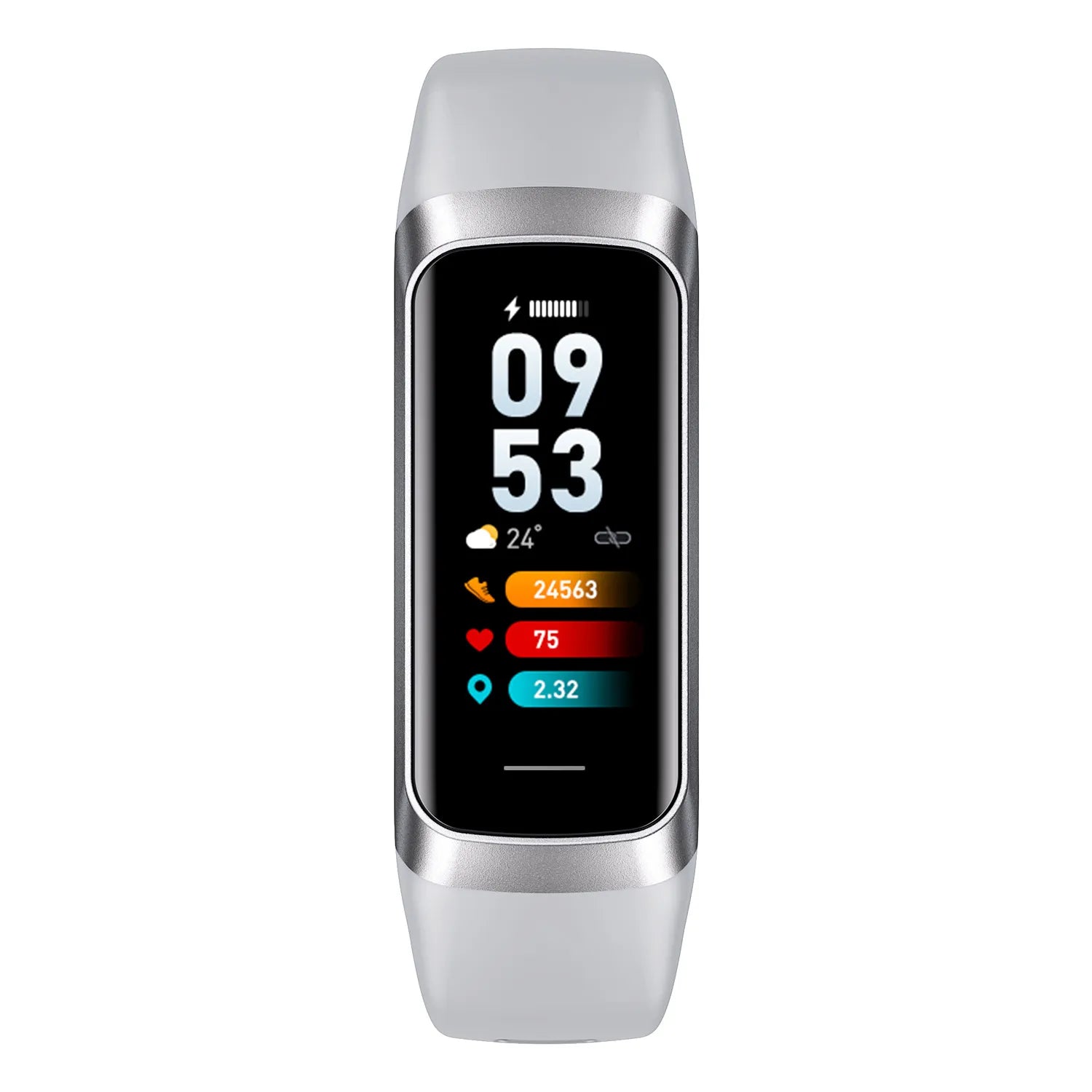 Amoled Smart Watch: Heart Rate, Blood Waterproof, Connected Smart Bracelet, Sport Fitness Tracker SilverGray