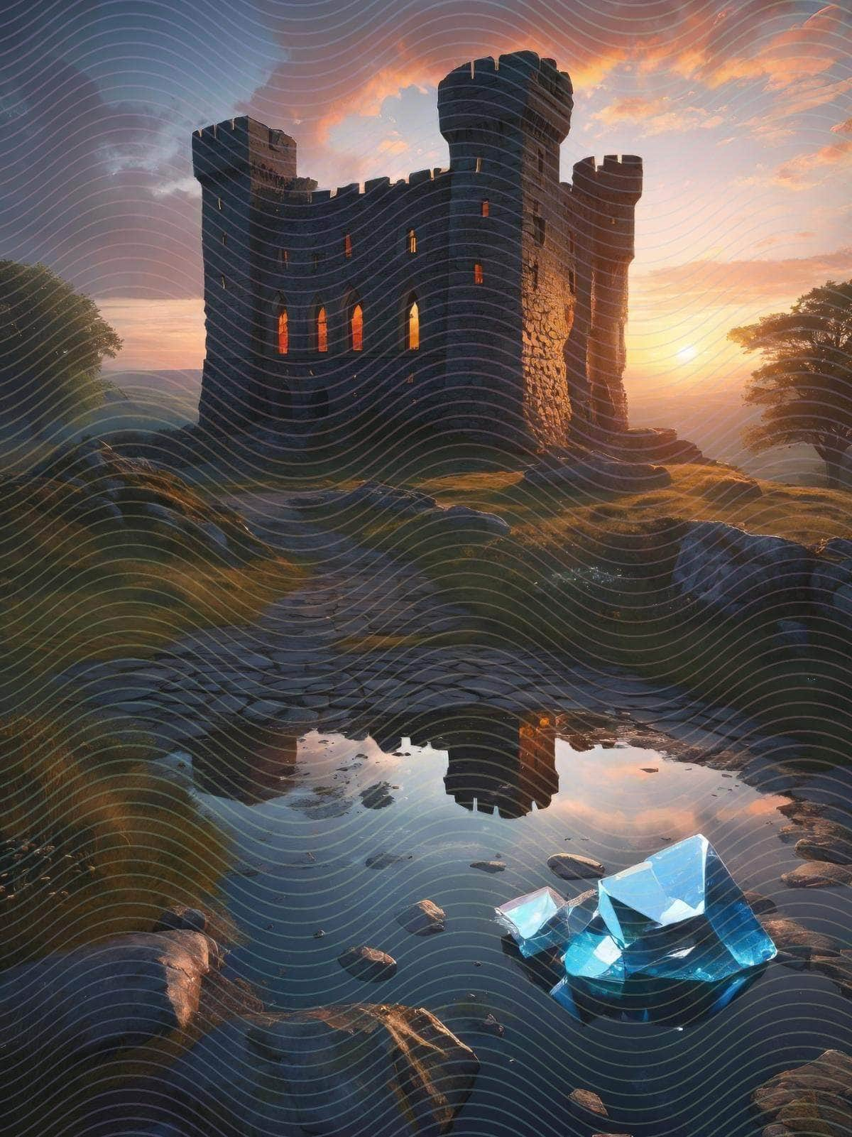 Ancient Medieval Castle with Crystals