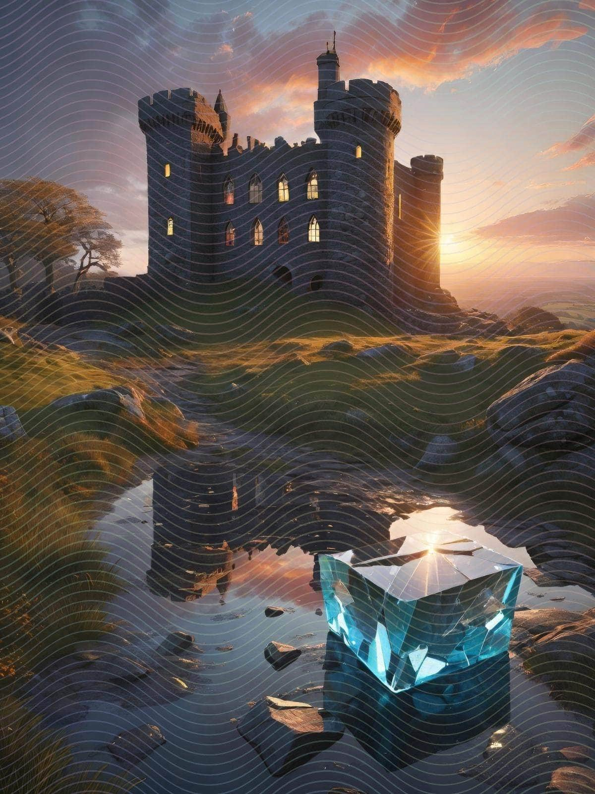 Ancient Medieval Castle with Crystals