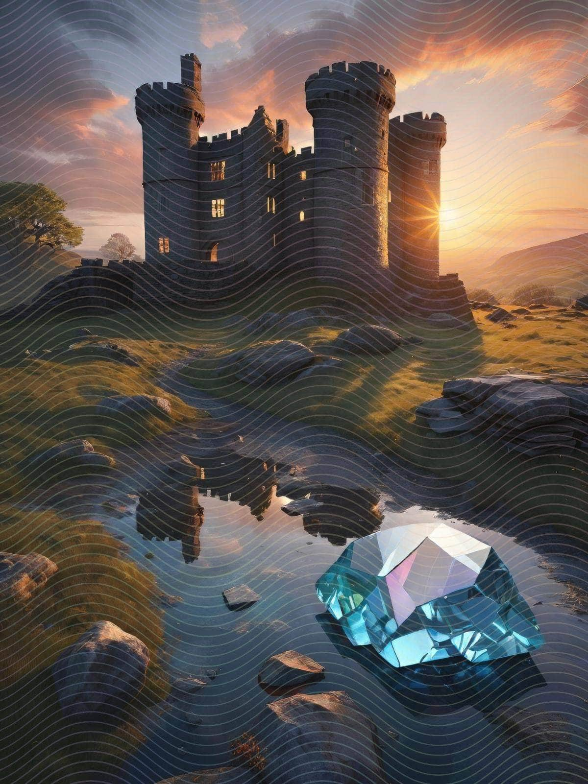 Ancient Medieval Castle with Crystals