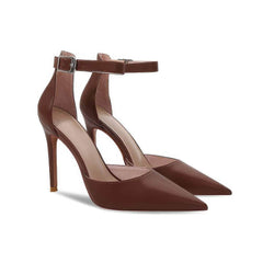 Ankle Buckle Straps Pointy Toe Court Heels EU 31 / Brown / 6CM