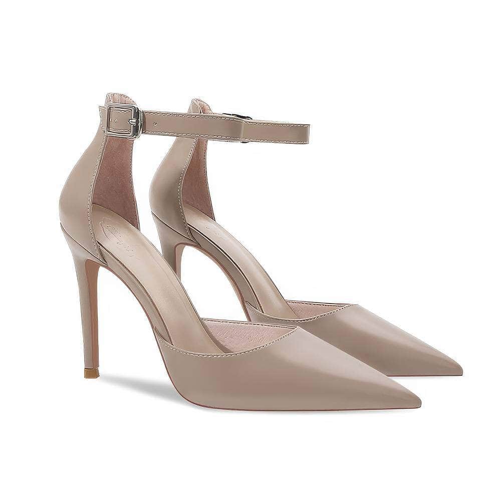 Ankle Buckle Straps Pointy Toe Court Heels EU 31 / Tan / 6CM
