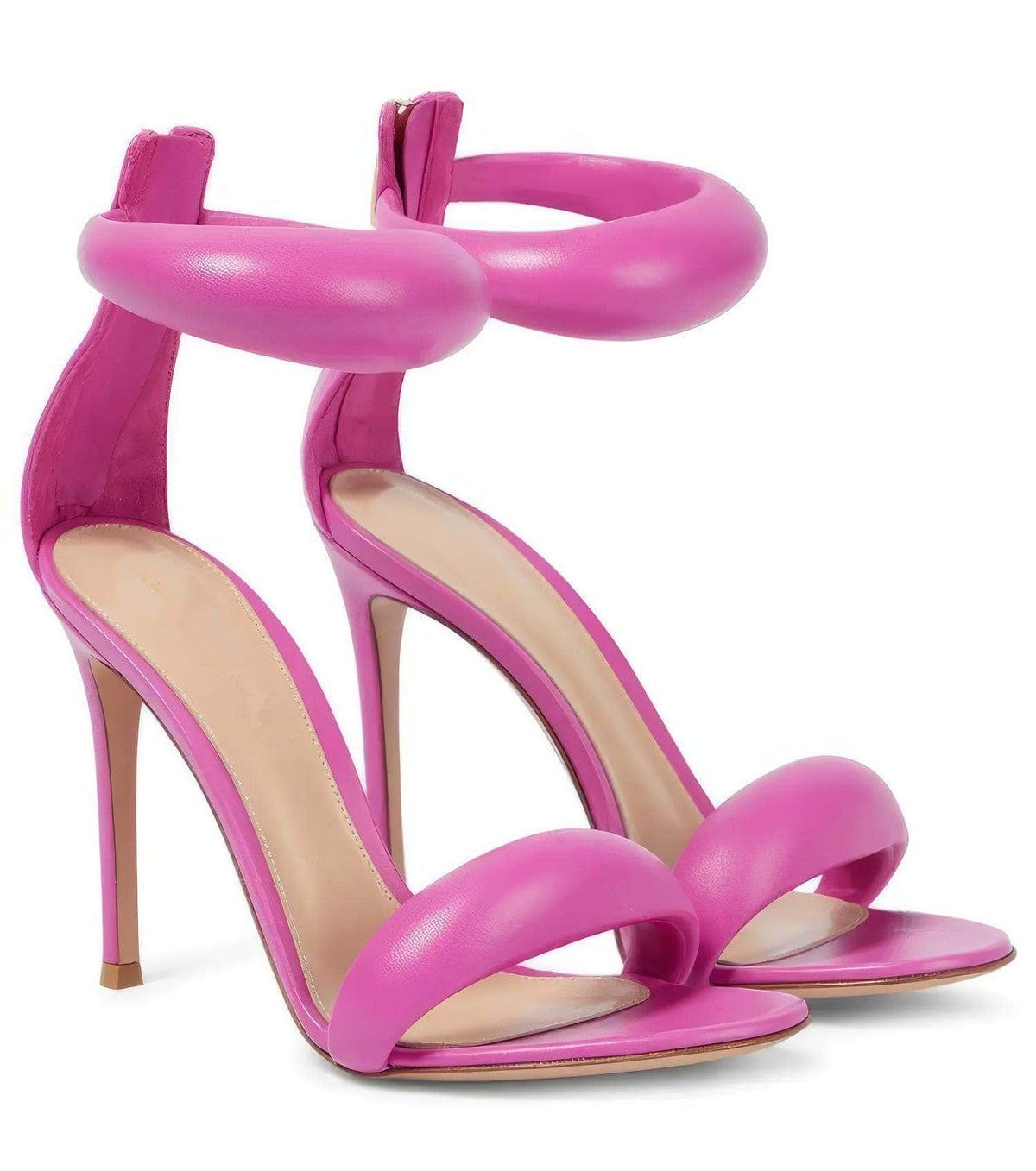 Ankle Strap Back Toe Zipper Heels EU 33 / Pink / 7.5cm