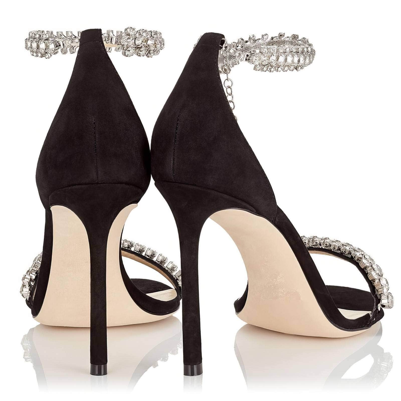 Ankle Strap Bling Crystal Pointed Toe Heels